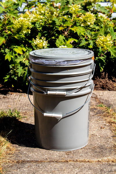 Beekeeping bucket and strainer with mesh bag for honey harvest