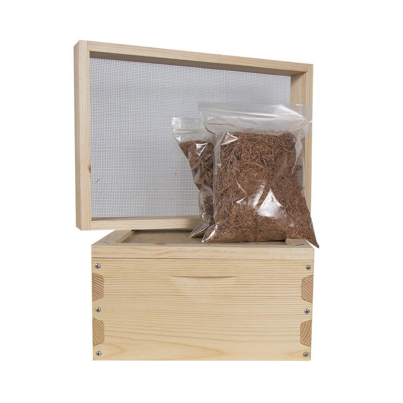 langstroth hive insulation box made from douglas fir with stainless steel mesh