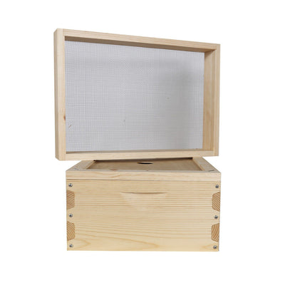 langstroth hive insulation box made from douglas fir with stainless steel mesh