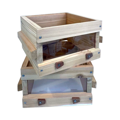 Full Warre Hive - 2 Boxes w/ Windows, Quilt Box, Base, and Feet (Metal or Wooden Roof)